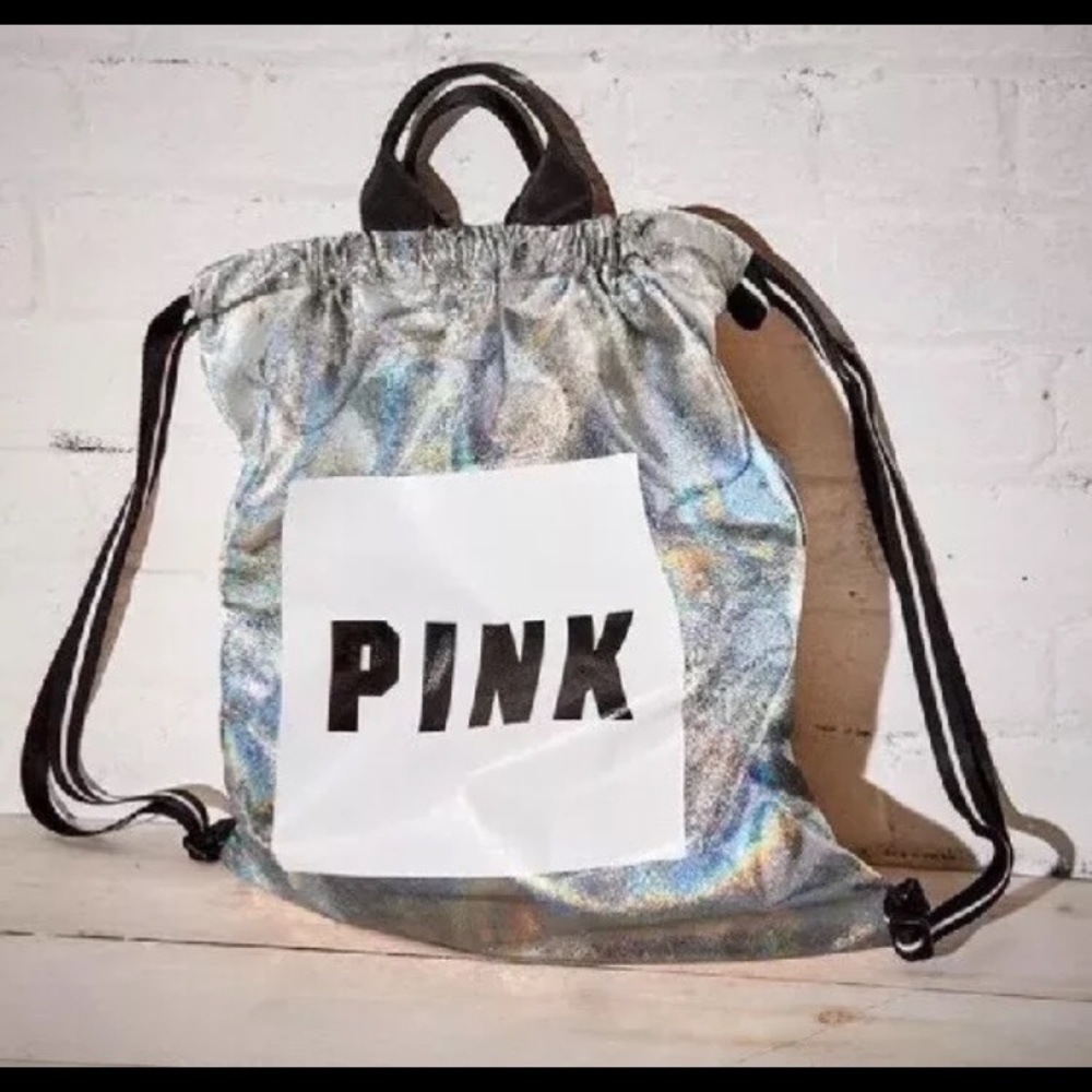 Victoria Secret Pink Silver Metallic Bag